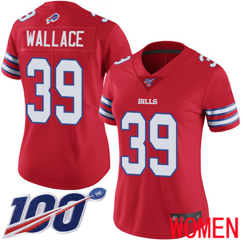 Women Buffalo Bills #39 Levi Wallace Limited Red Rush Vapor Untouchable 100th Season NFL Jersey